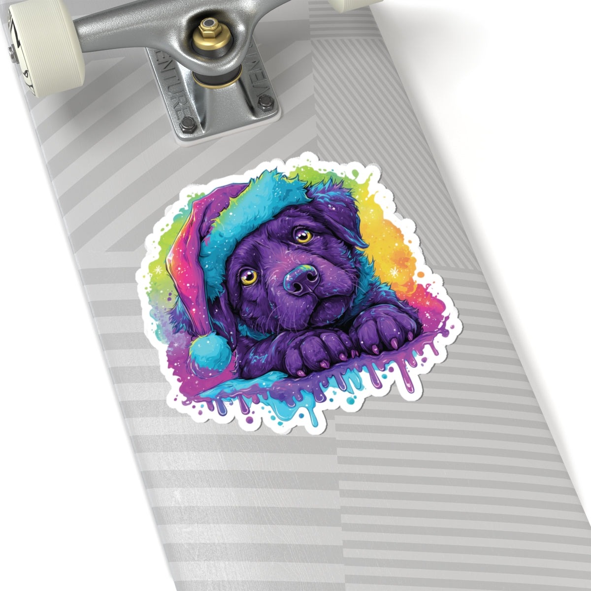 Cute Christmas Puppy Sticker – Deep Purple Festive Dog Kiss-Cut Decal