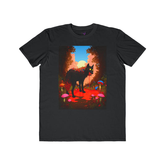 Men's Lightweight Art Tee - Mystical Black Cat Design, Casual Wear, Stylish Gift, Trendy Graphic Shirt, Everyday Comfort