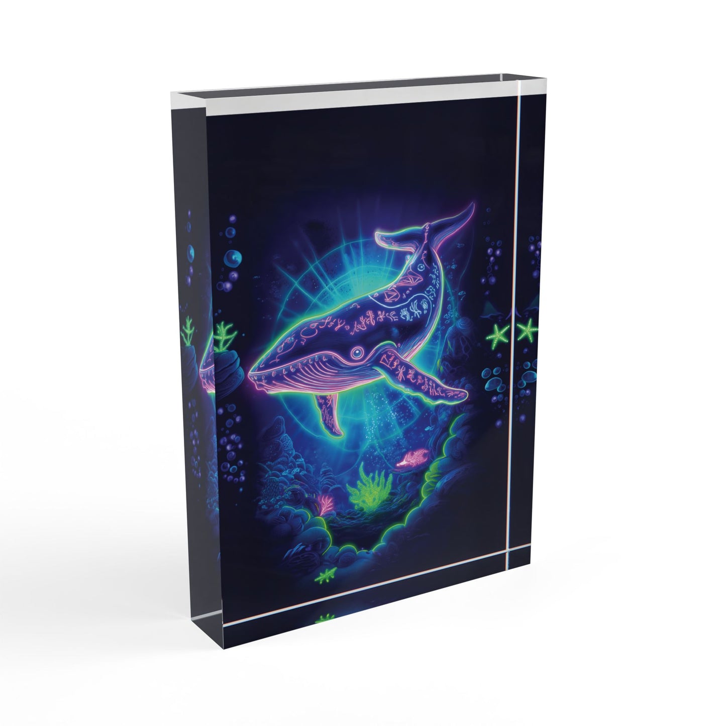 Neon Glowing Whale Photo Block