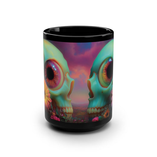 Trippy Skulls with Flowers Mug