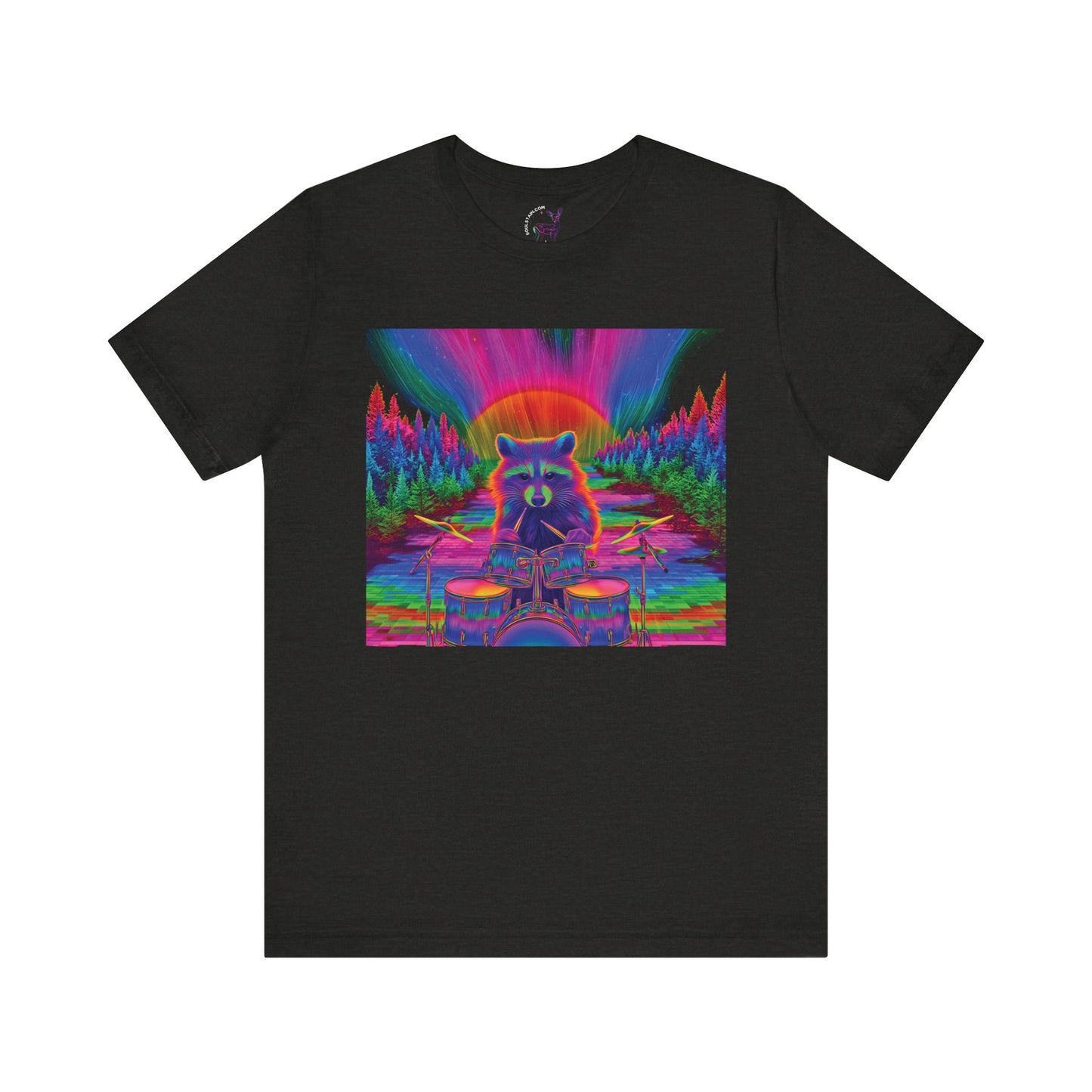 Trippy Raccoon Musician Shirt – Unisex Festival Tee, Acid Art Aesthetic