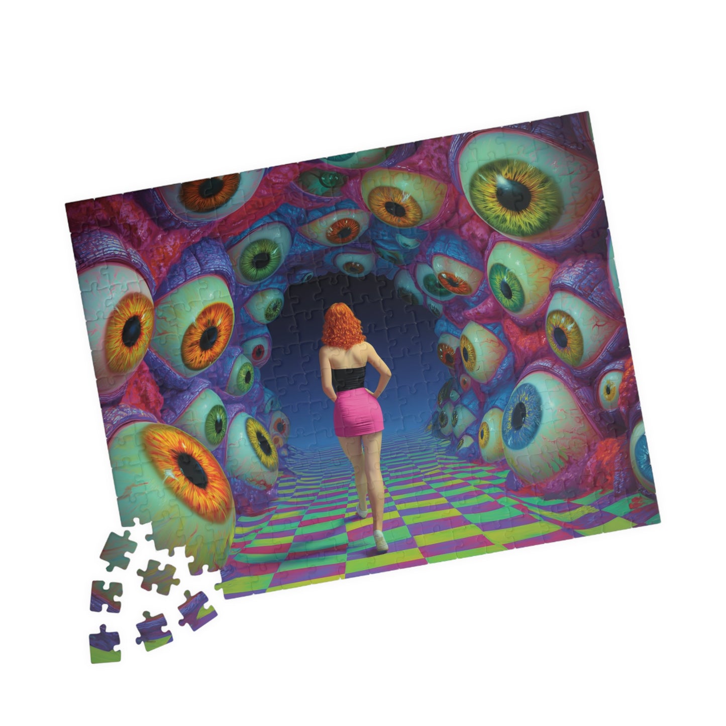 Surreal Eyescape Puzzle – Redheaded Muse in Trippy Hallway