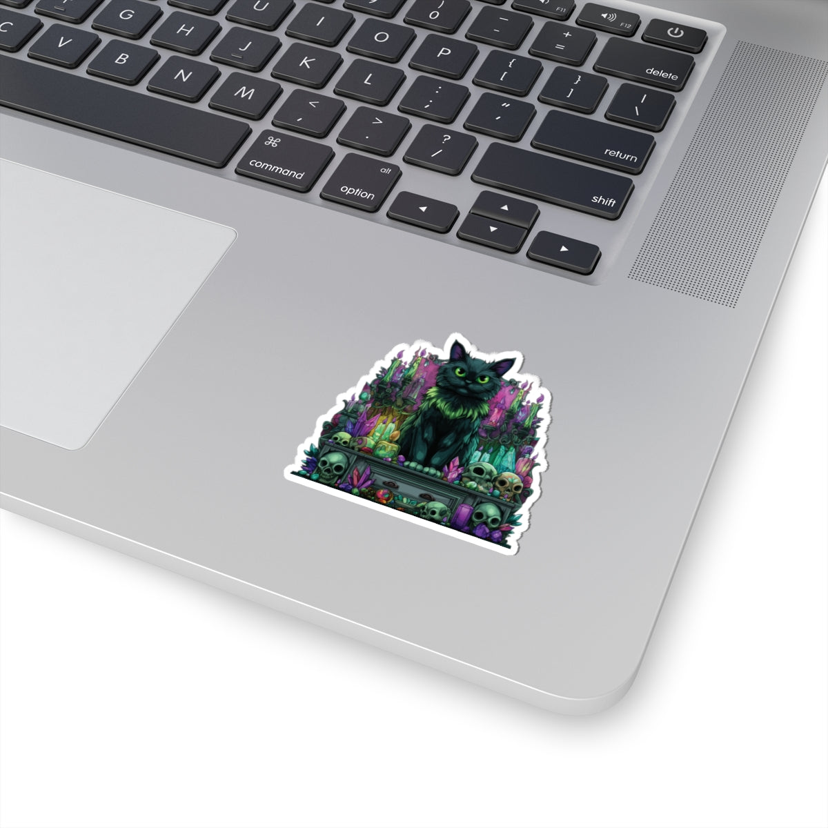 Mystical Familiar Sticker – Witch’s Cat on Altar, Gothic Magic Vinyl Decal