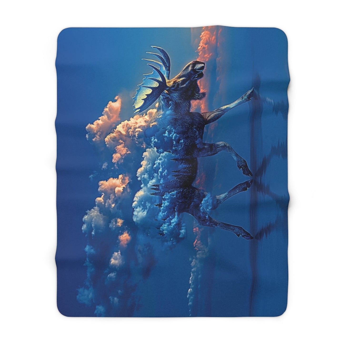 Tranquil Nature Sherpa Blanket – Surreal Sky Moose Crossing Lake