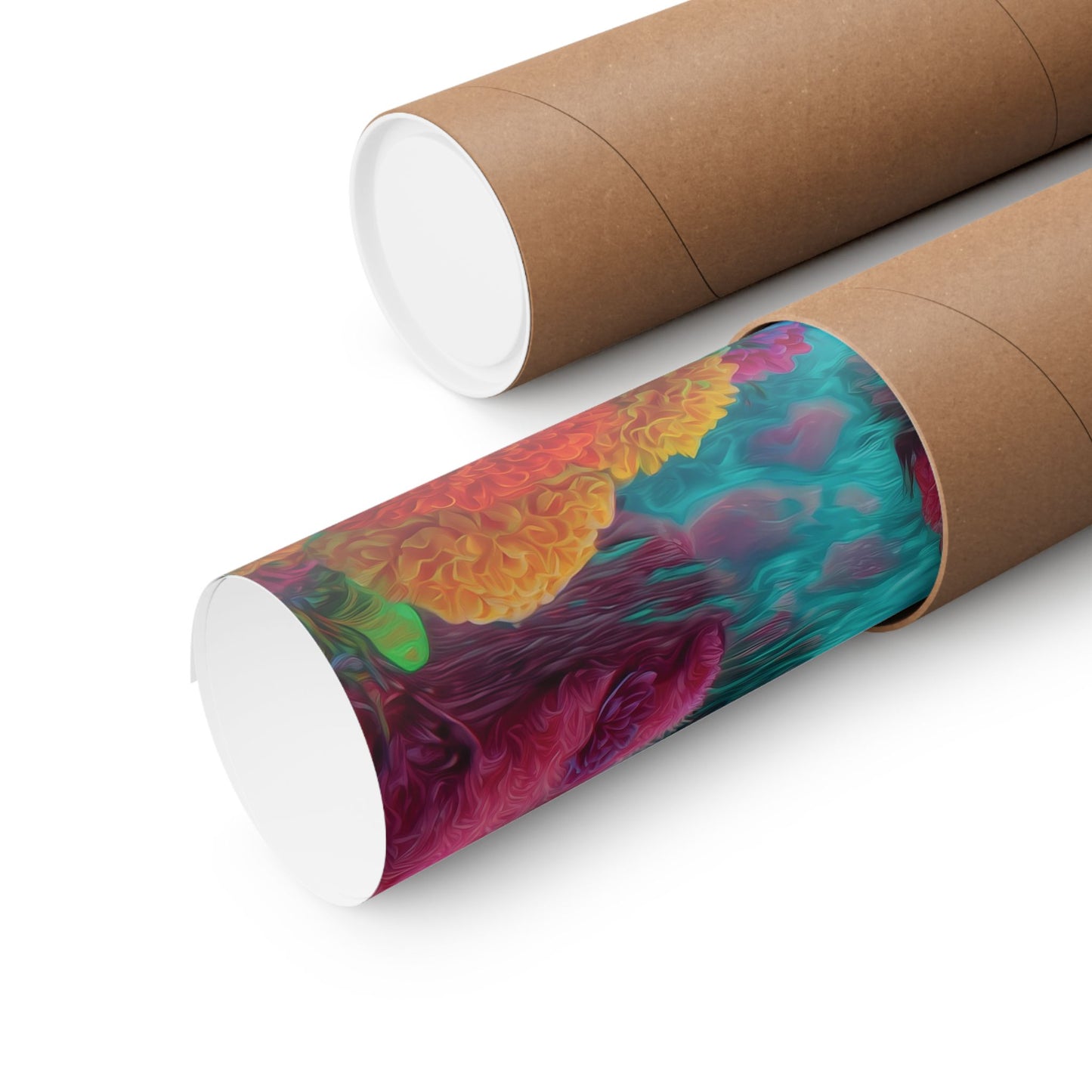 Dreamworld Poster – Floating Goldfish, Surreal Floral Scene