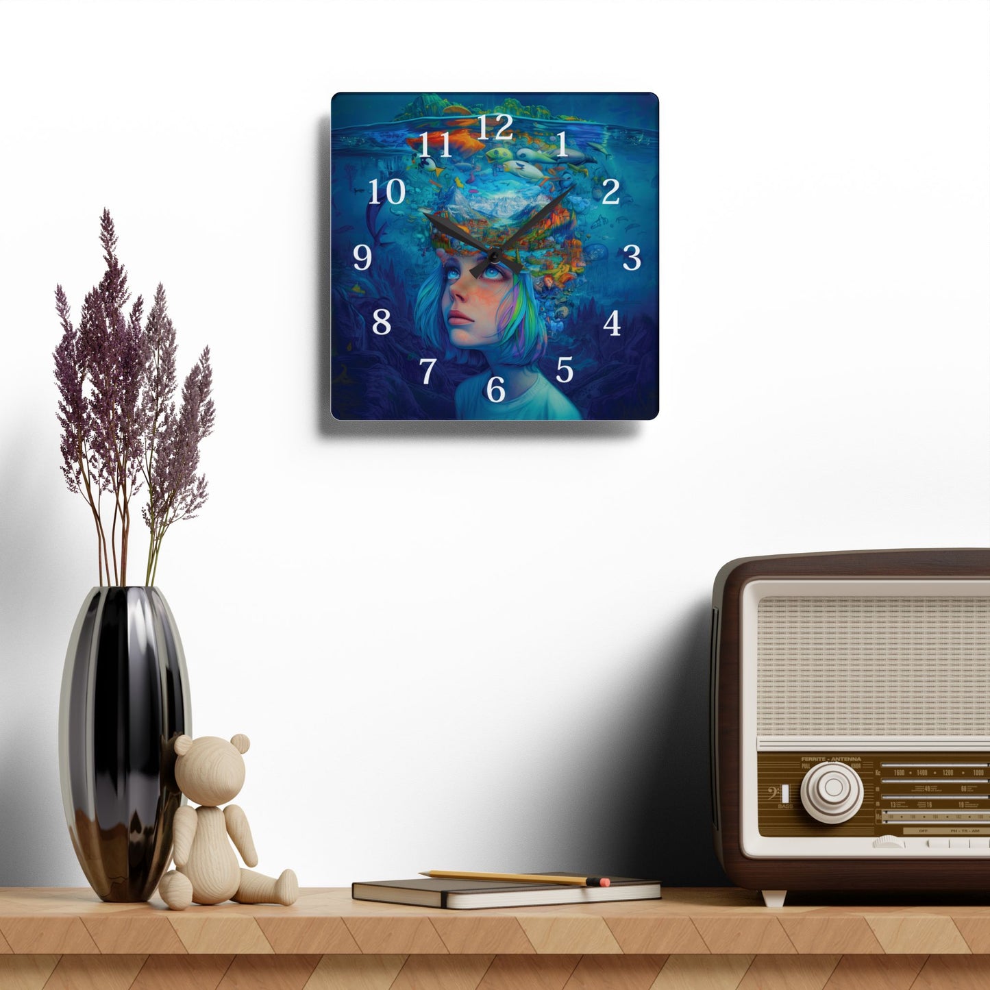 Ethereal Ocean Dreamer Wall Clock - Surreal Underwater Fantasy Art