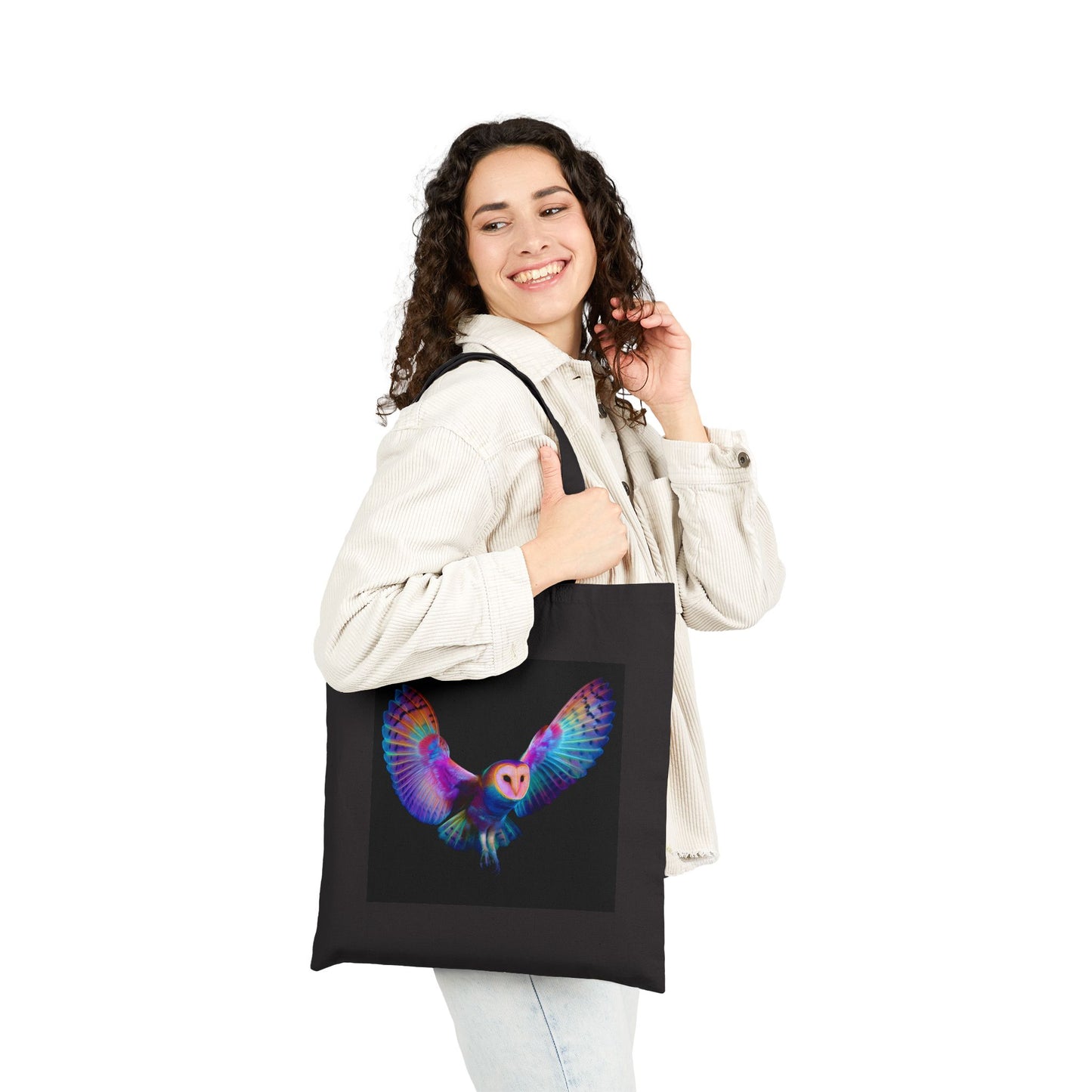 Trippy Owl Canvas Tote Bag, Eco-Friendly Shopping Bag