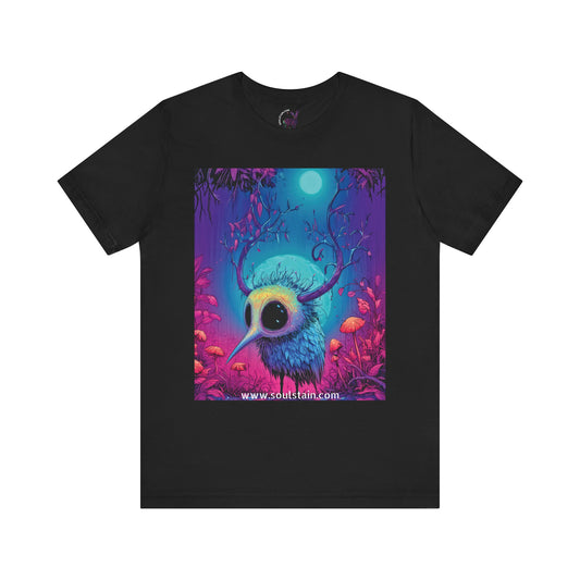 Mystical Emu Alien Forest Shirt – Surreal Vector Art Moonlight Tee
