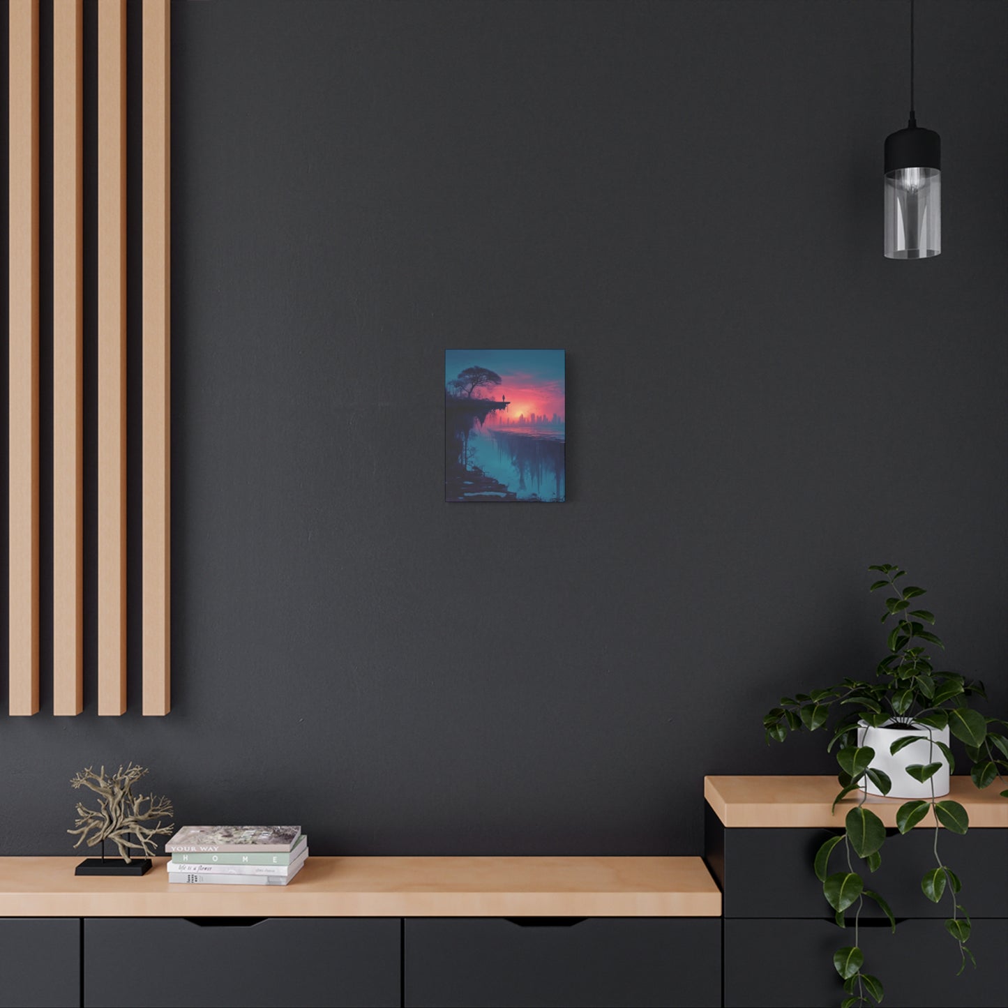 Surreal Rift and Cityscape Canvas – Atmospheric Isolation Wall Art