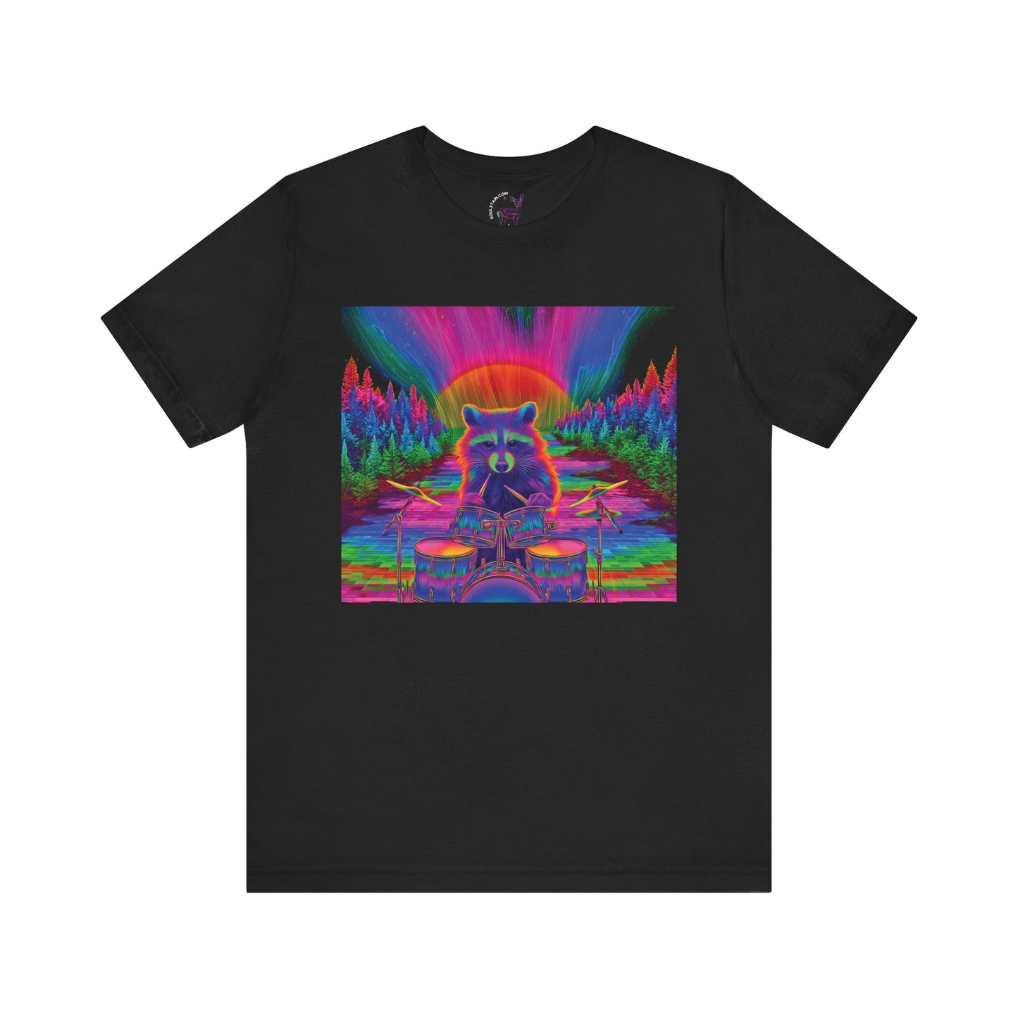 Trippy Raccoon Musician Shirt – Unisex Festival Tee, Acid Art Aesthetic