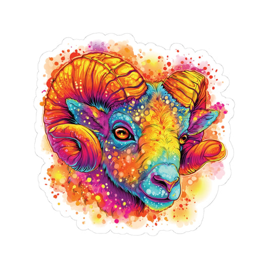 Vibrant Ram Kiss-Cut Stickers | Colorful Animal Art for Laptops, Journals, Scrapbooking, Gifts, Home Decor