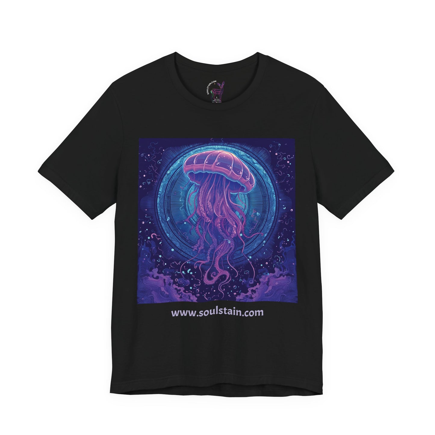 Purple Jellyfish Illustration Tee – Vector Art on Black